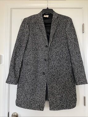 Open Edit men Black & White Tweed Pea coat/jacket size L